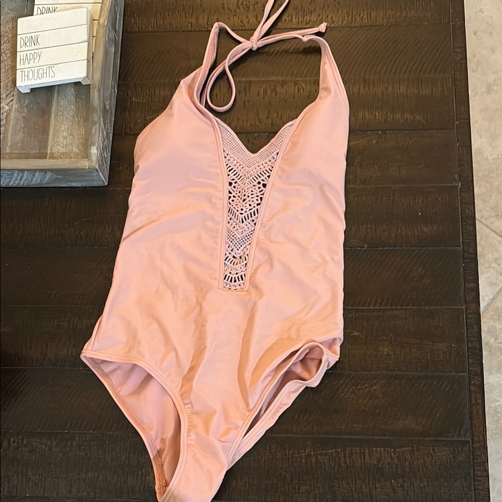 Roxy Light Pink Crochet Kids One Piece